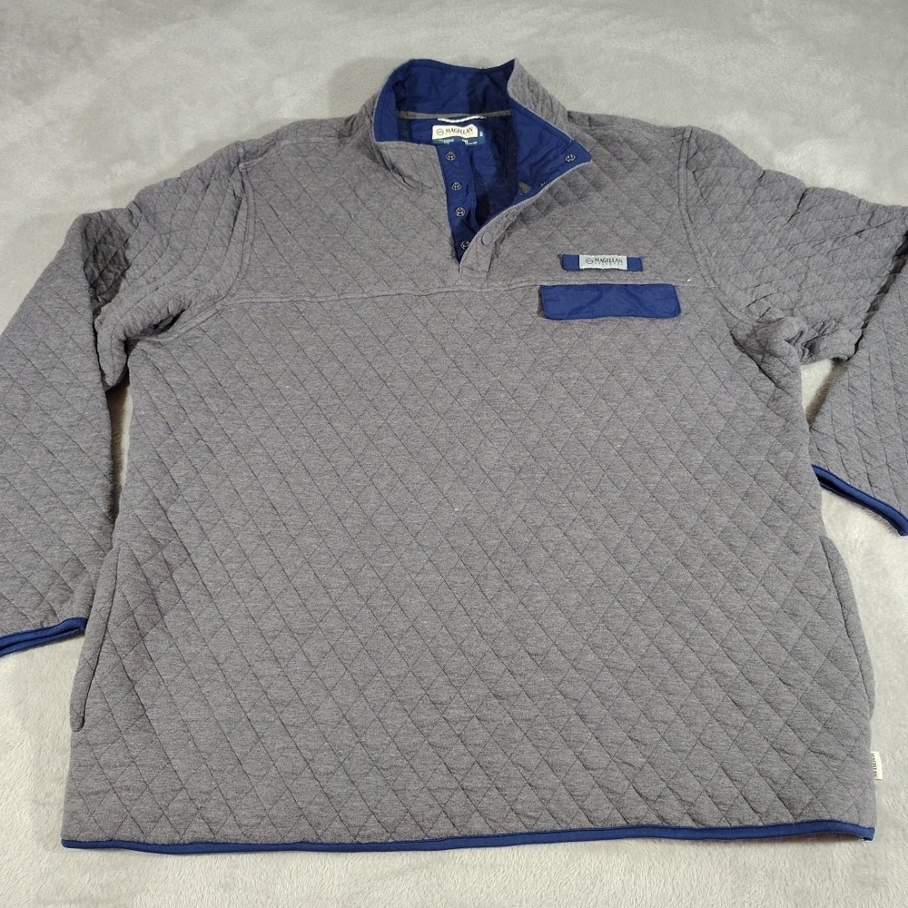 Magellan Outdoors Quilted Pullover Jacket Men 3XL Gray Snap Flex Classic Fit